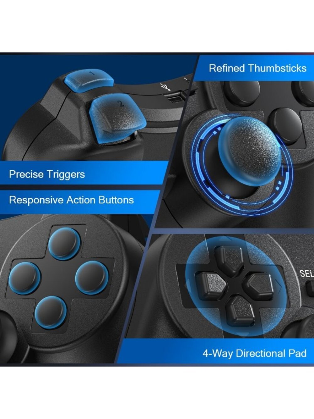 2 Pack Wireless PS3 Controllers with Charging Cables - Compatible Gaming - Picture 5 of 6